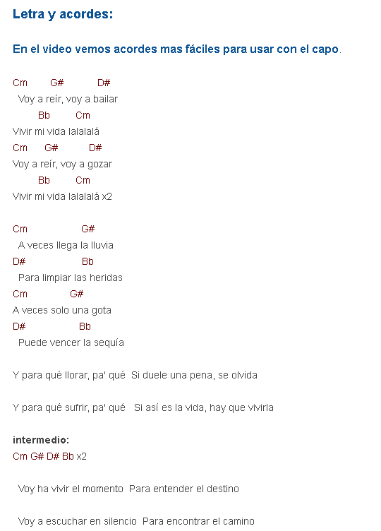 letra y acordes de vivir mi vida marc antoni